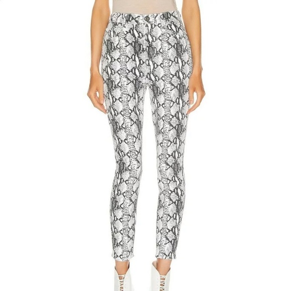 Frame Womens Ali High-Rise Cigarette Python-Print Jeans - Picture 3 of 9